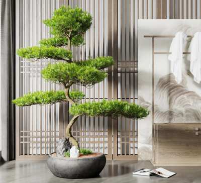 新中式绿植盆栽3D模型下载